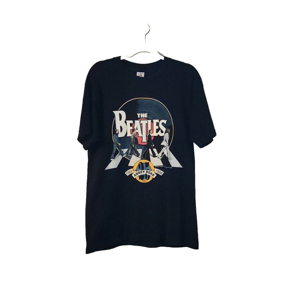 Vintage Beatles Abby Road Graphic 25 Year T-shirt Black Large Single Stitch 1994